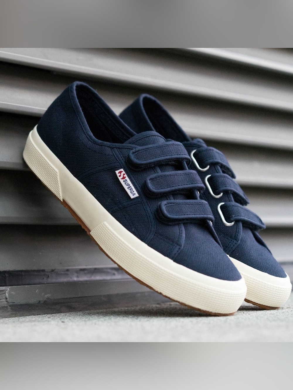 Superga Navy Canvas Triple-Velcro Sneakers
